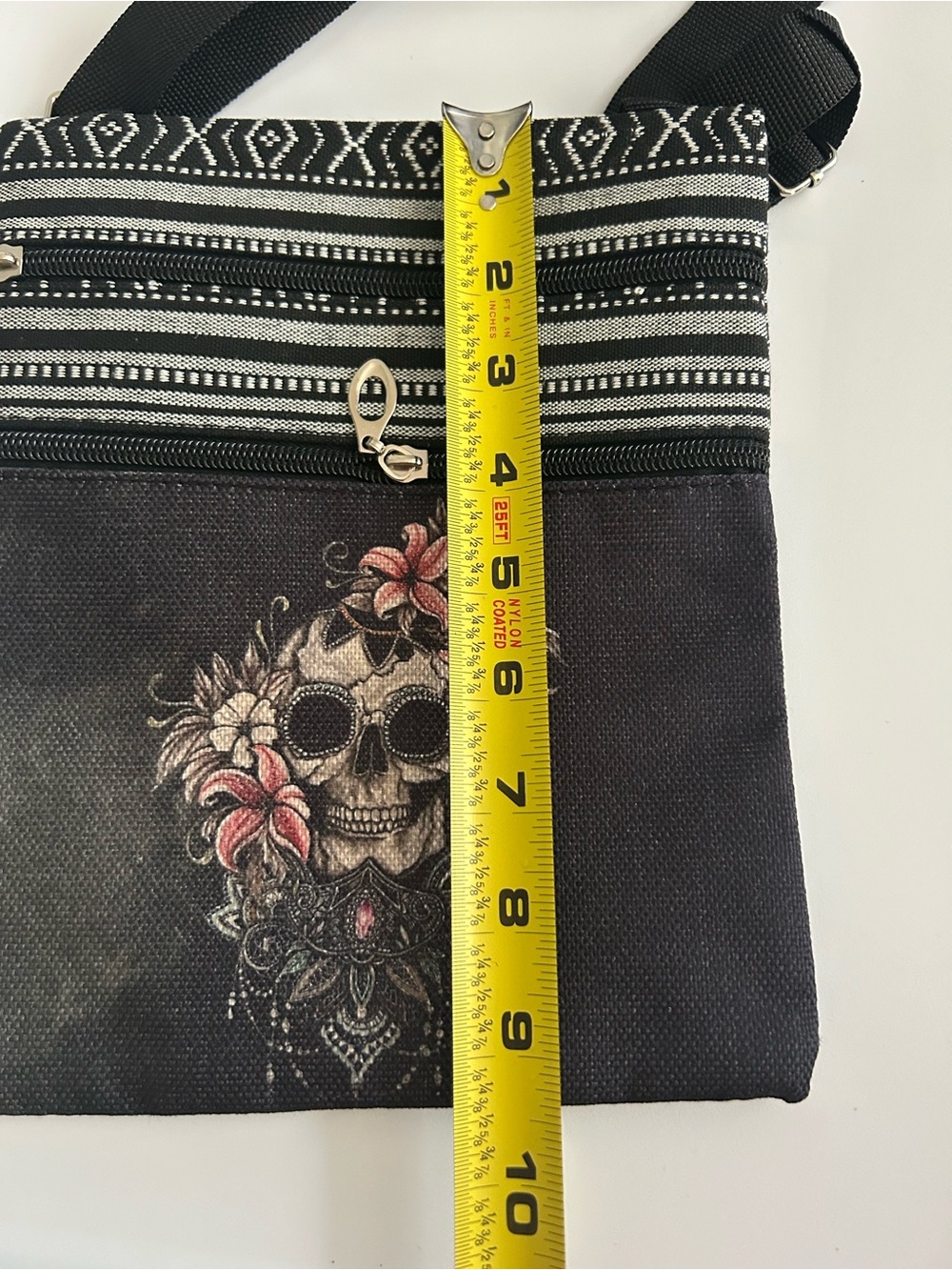 Floral Sugar Skull Crossbody Bag Tribal Boho Gothic Purse NWT - Picture 4 of 5